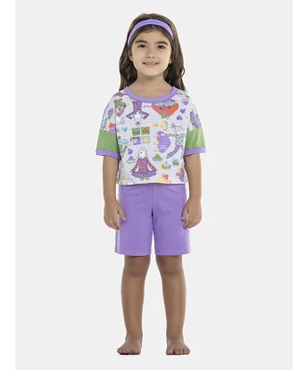 Pijama Feminino Baby Manga Curta e Bermuda