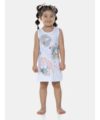 Pijama Feminino Sonhart | Camisola Infantil Menina Regata Média Pat e Annie