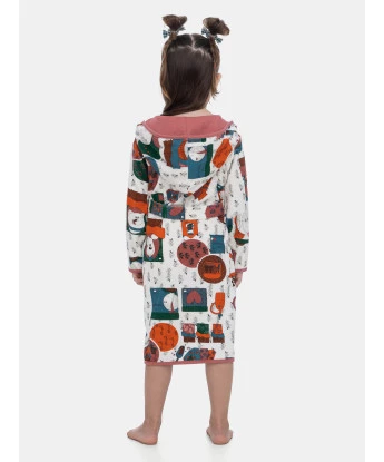 Roupão Feminino Infantil Estampado Manga Longa Capuz