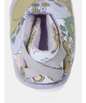 Pantufa Feminina Baby Fechada Com Elástico e Estampa Corrida 