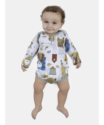 Kit Body Bebe Manga Longa Masculino