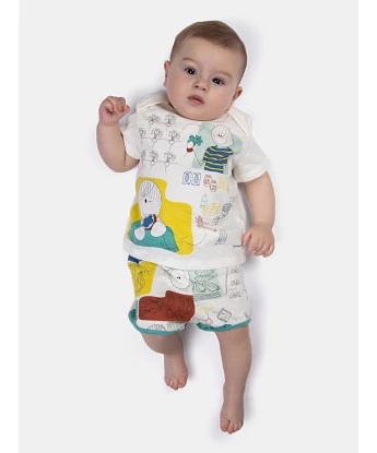 Kit mijão Curto Bebê Menino 3 Peças Estampado