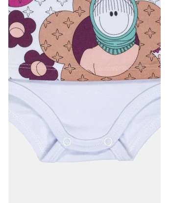 Pijama Feminino Bebe Body Manga Longa Moletinho e Calça Canelada