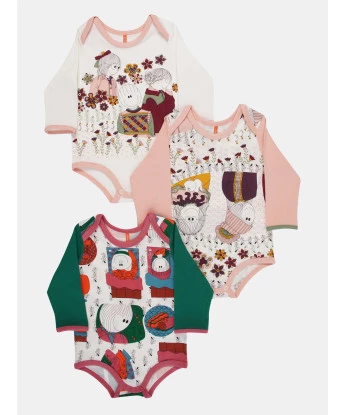  Kit Body Para Bebê Menina Manga Longa Pat e Annie