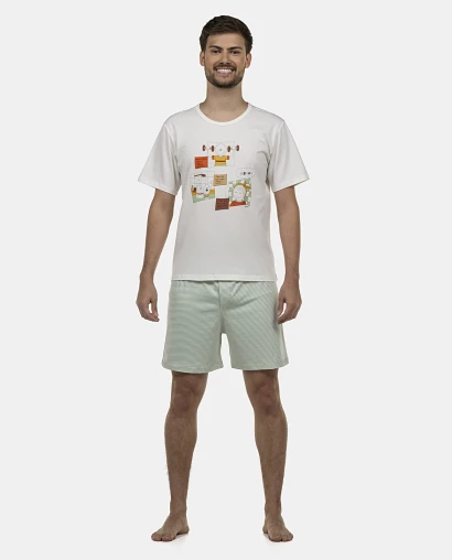 Pijama Masculino Adulto Manga Curta e Short