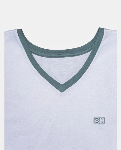 Pijama Masculino Adulto Manga Curta Decote V e Short