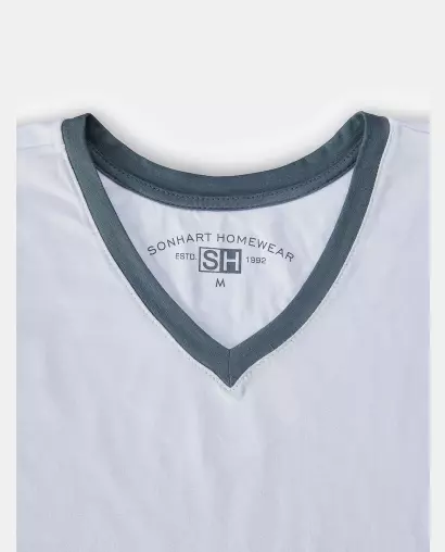 Pijama Masculino Adulto Manga Curta Decote V e Calça