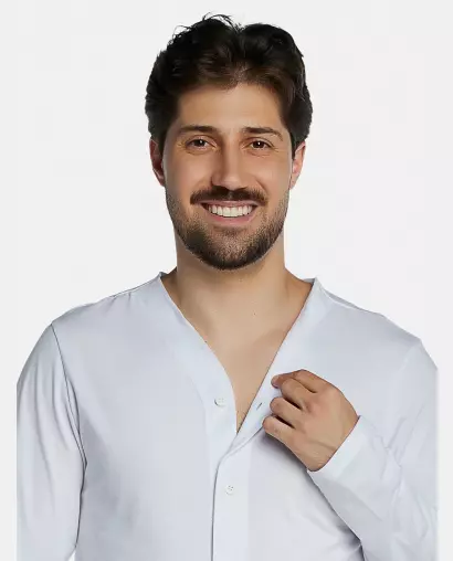 Pijama Masculino Adulto Manga Longa Com Abertura e Calça