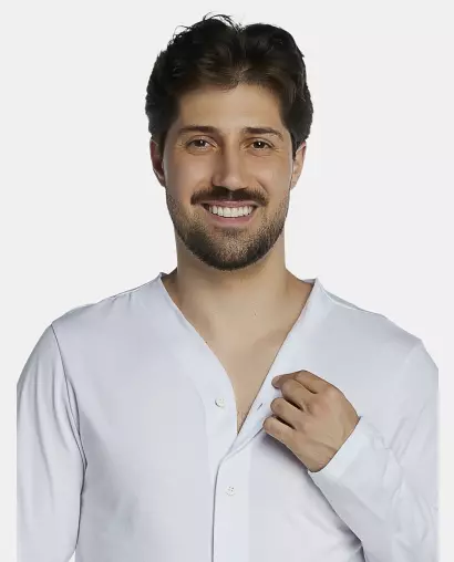 Pijama Masculino Adulto Manga Longa Com Abertura e Calça