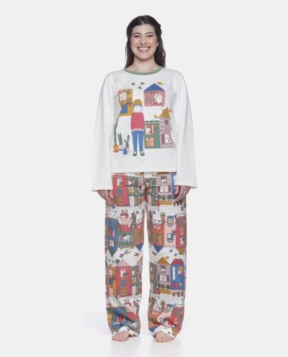 Conjunto Feminino Adulto Manga Longa e Calça Moletinho