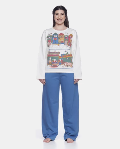 Conjunto Feminino Adulto Manga Longa e Calça