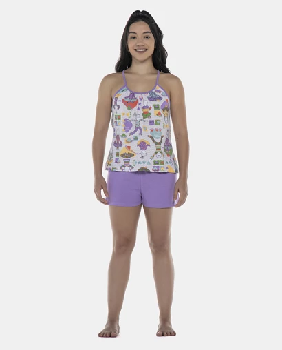 Pijama Feminino Adulto Alça e Short