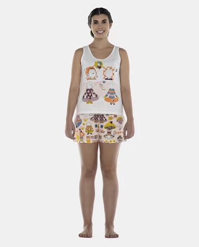 Pijama Feminino Adulto Regata e Short