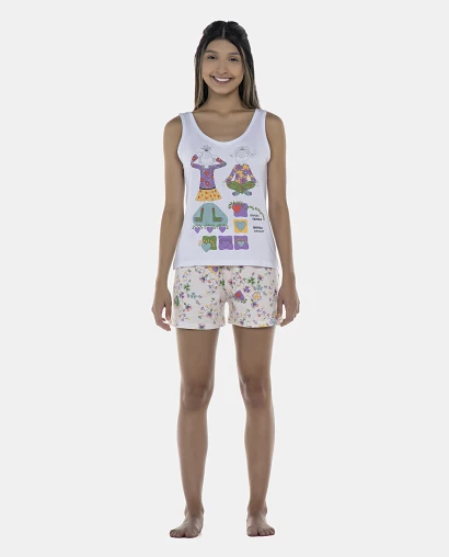 Pijama Feminino Adulto Regata e Short