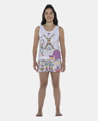 Pijama Feminino Adulto Regata e Short