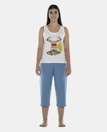 Pijama Feminino Adulto Regata e Corsário