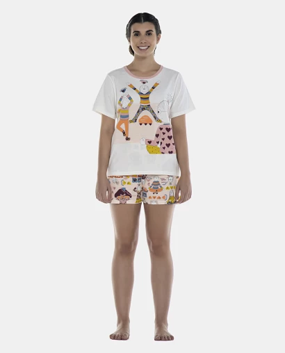 Pijama Feminino Adulto Manga Curta e Short