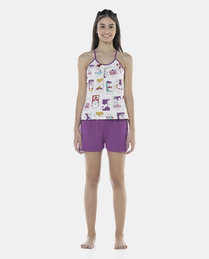 Pijama Feminino Adulto Alça e Short