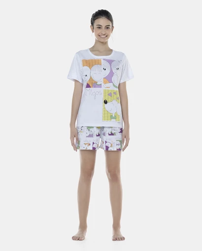 Pijama Feminino Adulto Manga Curta e Short
