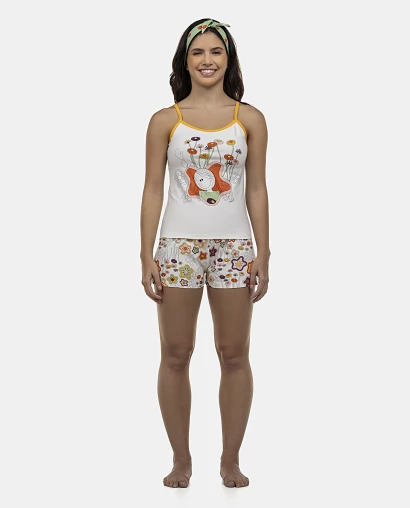 Pijama Feminino Adulto Alça e Short
