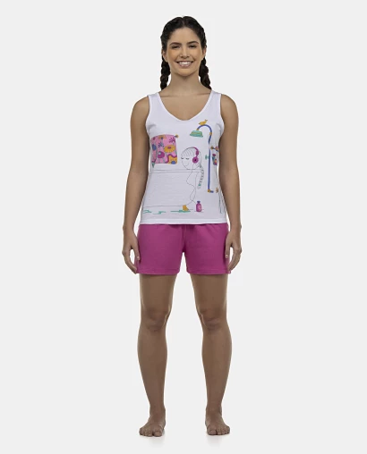 Pijama Feminino Adulto Regata e Short