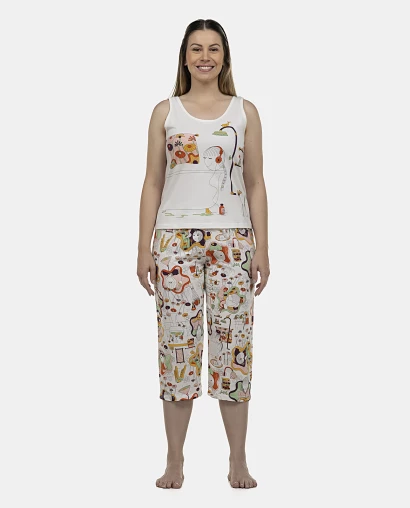 Pijama Feminino Adulto Regata e Corsário