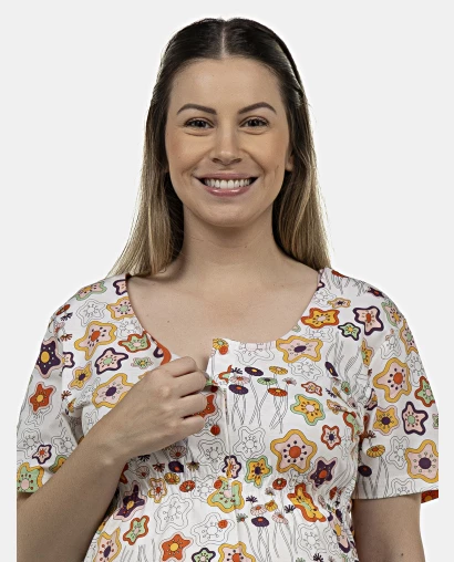 Pijama Feminino Gestante Manga Curta e Short