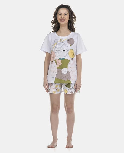 Pijama Feminino Adulto Manga Curta e Short