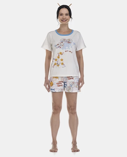 Pijama Feminino Adulto Manga Curta e Short