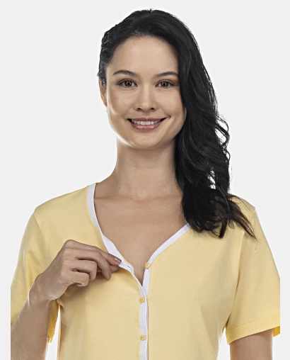 Pijama Feminino Adulto Manga Curta Aberto e Corsário