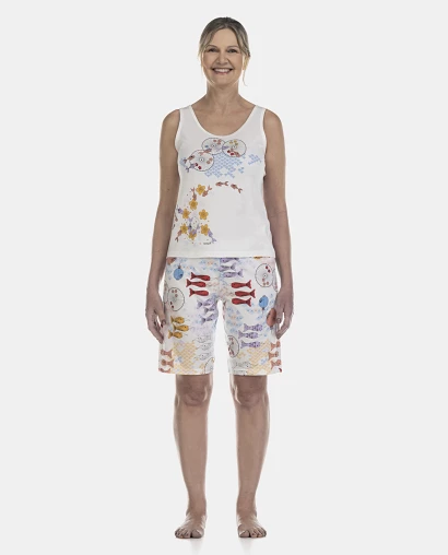 Pijama Feminino Adulto Regata e Bermuda