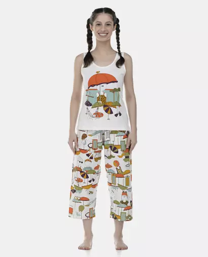 Pijama Feminino Adulto Regata e Corsário