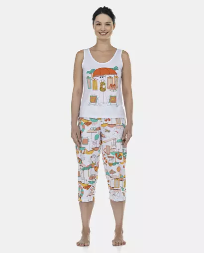 Pijama Feminino Adulto Regata e Corsário