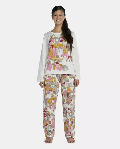 Pijama Feminino Adulto Manga Longa e Calça
