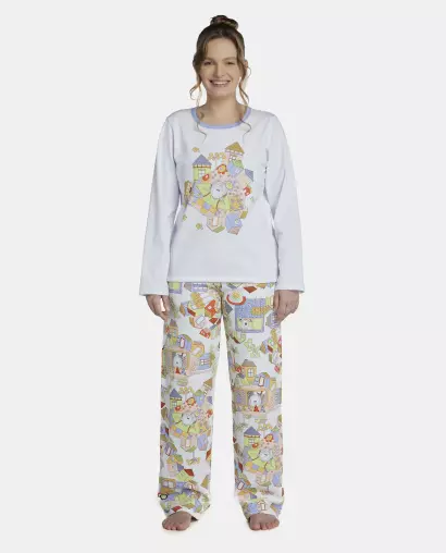 Pijama Feminino Adulto Manga Longa e Calça Moletinho