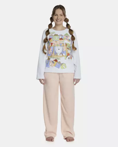 Pijama Feminino Adulto Manga Longa e Calça Plush