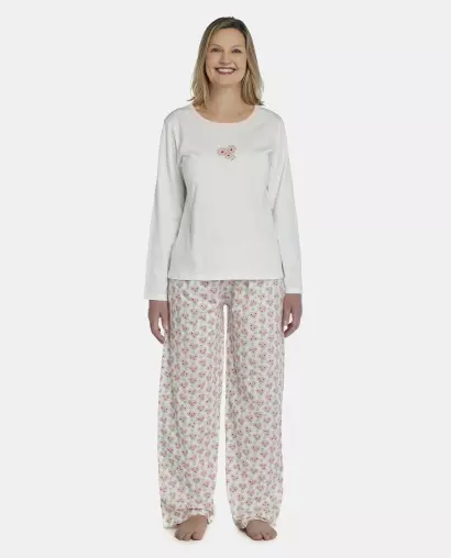 Pijama Feminino Adulto Manga Longa e Calça