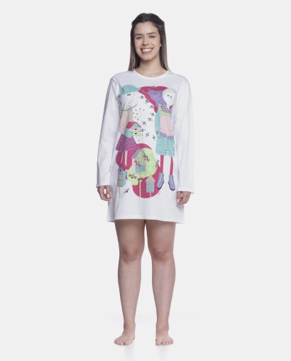 Camisão Feminino Adulto Manga Longa