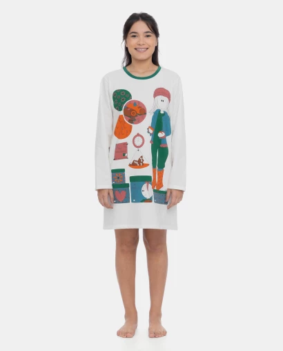Camisão Feminino Adulto Manga Longa Pat