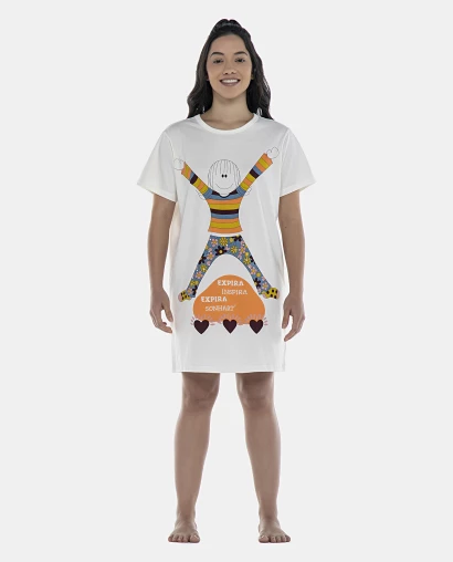 Camisão Feminino Adulto Manga Curta