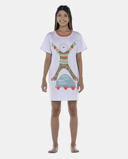 Camisão Feminino Adulto Manga Curta