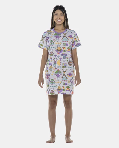 Camisão Feminino Adulto Manga Curta