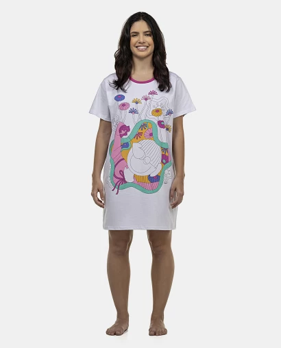 Camisão Feminino Adulto Manga Curta