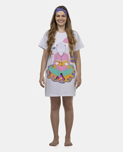 Camisão Feminino Adulto Manga Curta