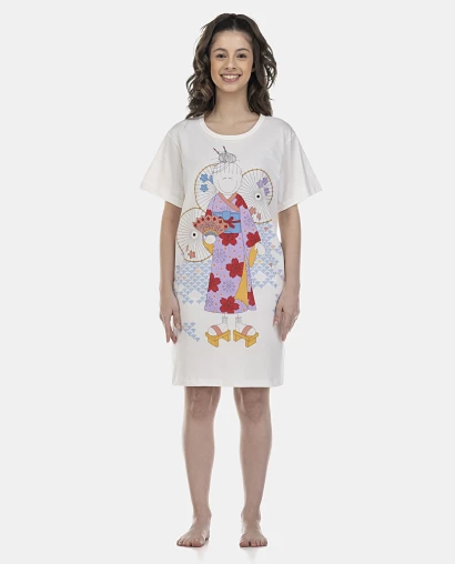 Camisão Feminino Adulto Manga Curta