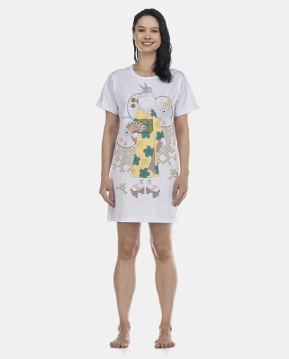 Camisão Feminino Adulto Manga Curta