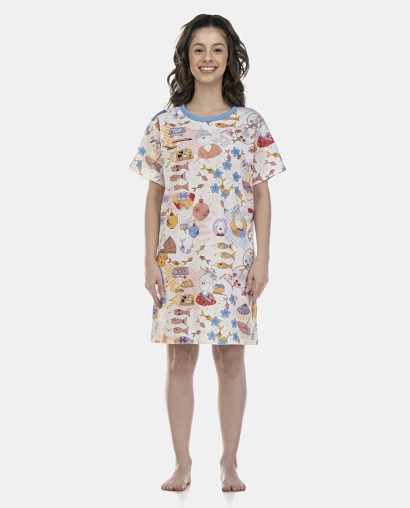 Camisão Feminino Adulto Manga Curta