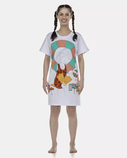 Camisão Feminino Adulto Manga Curta