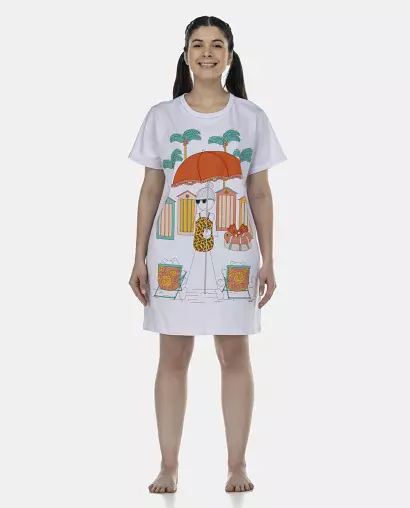 Camisão Feminino Adulto Manga Curta