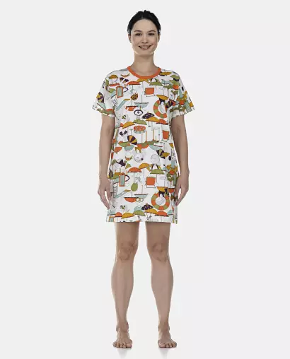 Camisão Feminino Adulto Manga Curta